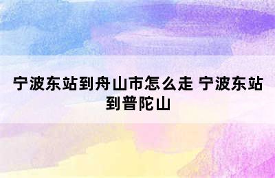 宁波东站到舟山市怎么走 宁波东站到普陀山